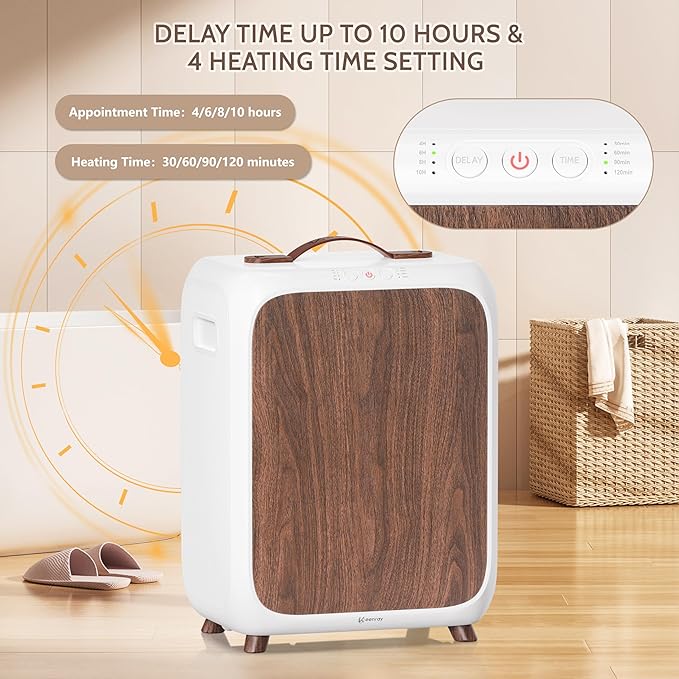 Keenray Towel Warmer Bucket, Luxury Rectangle Towel Warmer for Bathroom with Timer & Delay, Customized Fragrance, Child Lock, Fits 2 Large Towels, Blankets, Bathrobes, Ideal Gift for Him & Her(Brown)