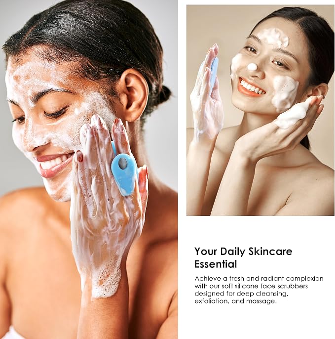 4 Pack INNERNEED Silicone Face Scrubber for Deep Cleansing and Exfoliation | Hygienic Food-grade Soft Facial Cleansing Brush, Gentle for All Skin Types, Blackhead Remover, Portable