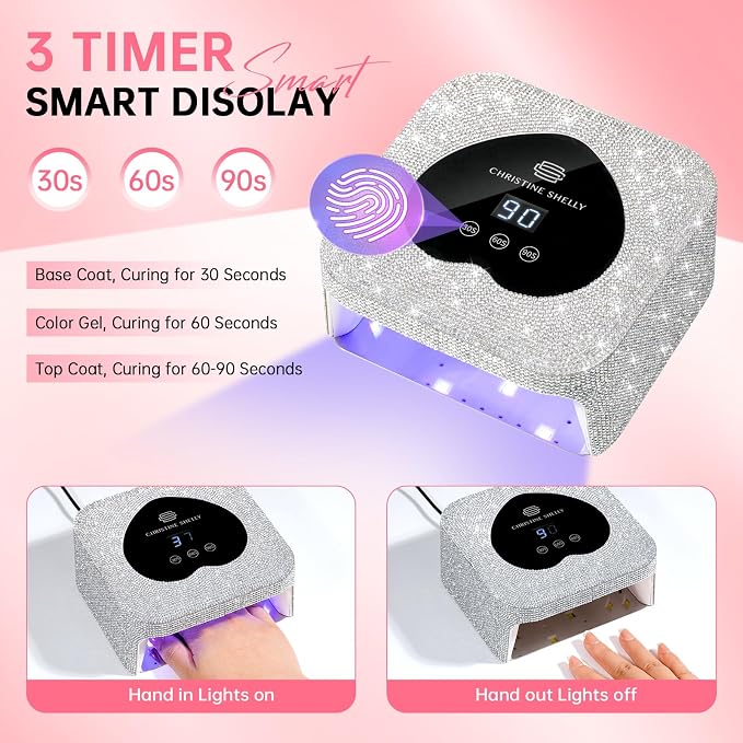 UV Light for Gel Nails, 48W Plug-in Mini UV Nail Lamp | Portable Nail Lamp Diamond Nail Dryer with Touch Control Auto Sensor and 3 Timer Settings Nail Light Curing Lamp, Home