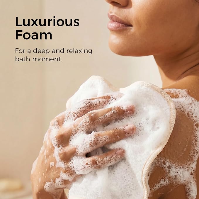 ZOMCHI Exfoliating Washcloth for Face and Body, Dual Function Wash Cloth with Soft and Rough Sides, Exfoliating Scrub Bath Towels, Washcloth with Loop (White, 3 Pack)