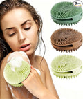 3 Pack Silicone Shower Brush, Dual-Sided Exfoliating Body Scrubber for Women Men, Gentle Bath Brush for All Skin Types with Rich Foaming