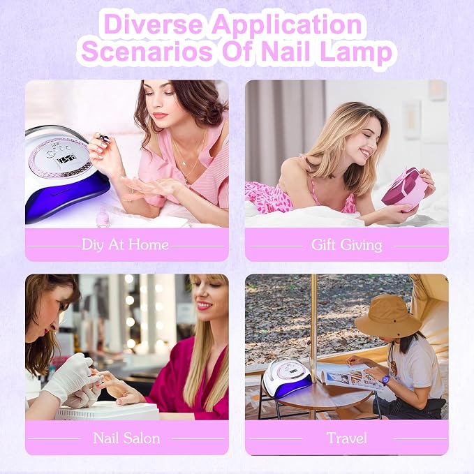 LKE 288W UV LED Nail Lamp, Professional Nail Dryer with Even Curing & Heat Control Technology, Smart Sensor & 4 Timers, Detachable Base for Easy Cleaning, Salon-Quality Gel Polish Lamp for Home Use