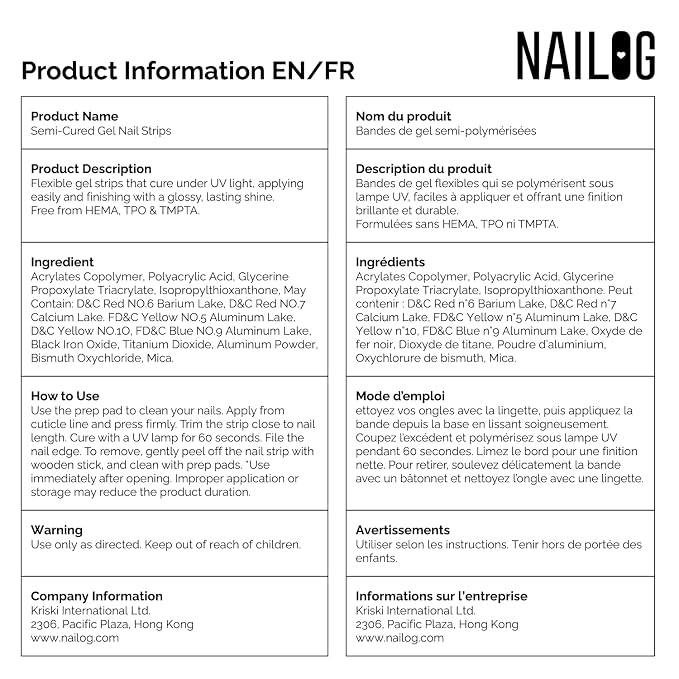Nailog Semi Cured Gel Nail Strips 34 pcs | Long Lasting Nail Polish Sticker Wraps with Glossy Gel Finish (Florid)