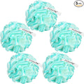 Bath Loofah Sponge 70 Grams Large Size, Soft Mesh Long-Lasting Shower Loofah for Rich Lather, 5 Pack Shower Sponge Exfoliating Cleaning Bath Loofa Body Scrubber Balls for Men & Women(Green)