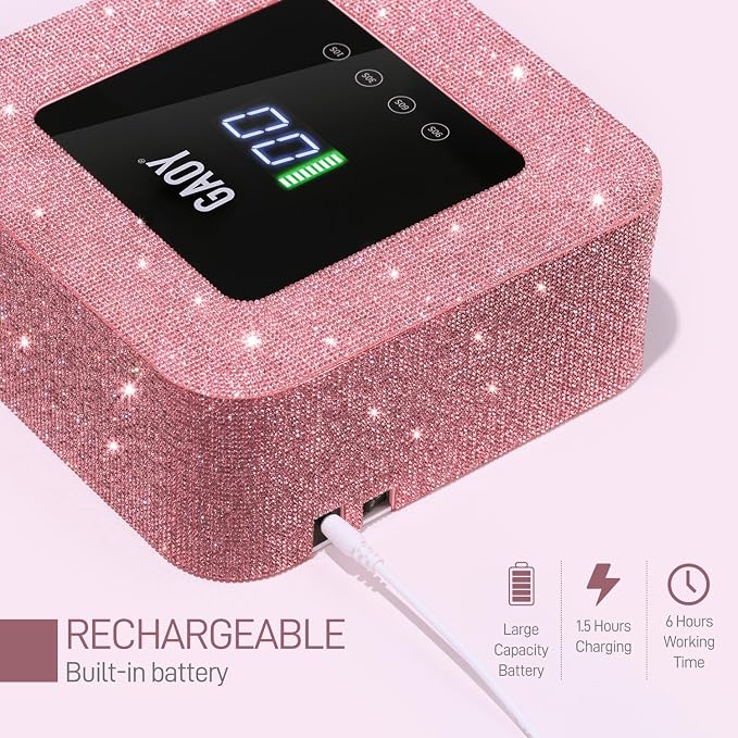 GAOY Cordless UV LED Nail Lamp for Gel Nails, Rechargeable, Pink Diamond