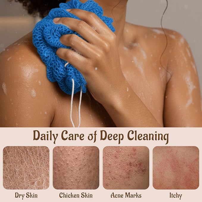 Yiclick African Net Sponge Authentic with Knots - Exfoliating Washcloth Towel, Back Scrubber for Shower Bath, Exfoliating Body Scrubber Exfoliator, African Rags Wash Cloth Loofah Lufa Sponge
