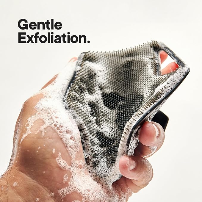 TOOLETRIES The Ultimate Silicone Scrubber Set - Charcoal | Complete silicone shower set with two scrubbers and matching removble and resuable holders for organised bathroom storage.