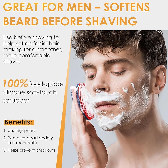 INNERNEED Magnetic Silicone Facial Cleansing Brush Soft Face Scrubber, Red | Food-grade Silicone Face Scrub Brush Gentle Exfoliating, Hygienic, Durable for All Skin Types