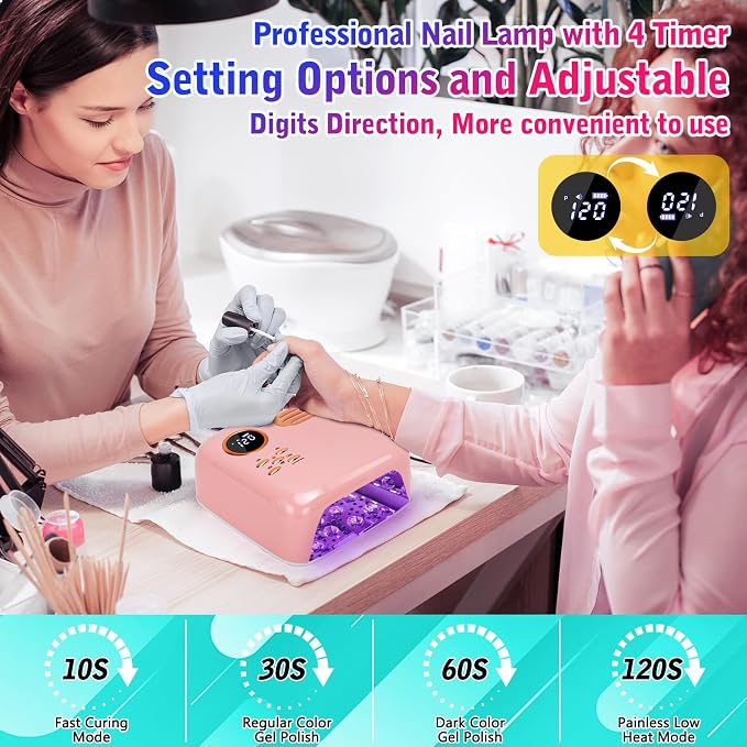 UV LED Nail Lamp for Gel Polish 72W Rechargeable Gel Nail Lamp Cordless Nail Dryer with Replaceable Light Board UV Light for Gel Nails for Home and Salon Use