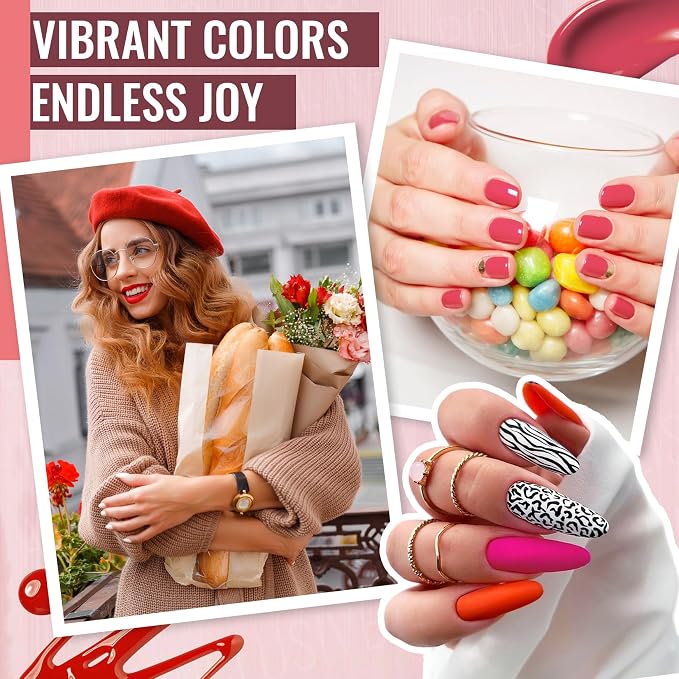phoenixy 45 Colors Gel Nail Polish Kit with UV/LED Nail Lamp | 64 PCS Gel Nail Kit Nail Kit with Nail Lamp Base Coat & 4 Effect Top Coat Perfect for Beginner