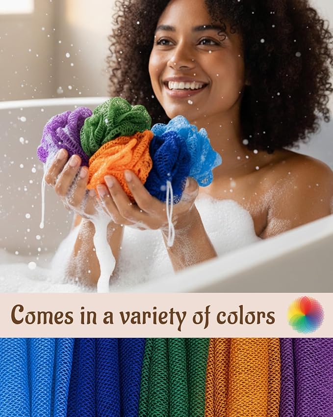Yiclick African Net Sponge Authentic with Knots 2 Pack - Exfoliating Washcloth Towel, Back Scrubber for Shower Bath, Exfoliating Body Scrubber Exfoliator, African Rags Wash Cloth Loofah Lufa Sponge