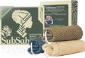 SubSahara Authentic African Net Sponge, 3 Pack 45-Inch Exfoliating Bath Sponge and Shower Loofah for Body and Back, Colorfast Quick-Dry Knotted Mesh Scrubber with Travel Pouch