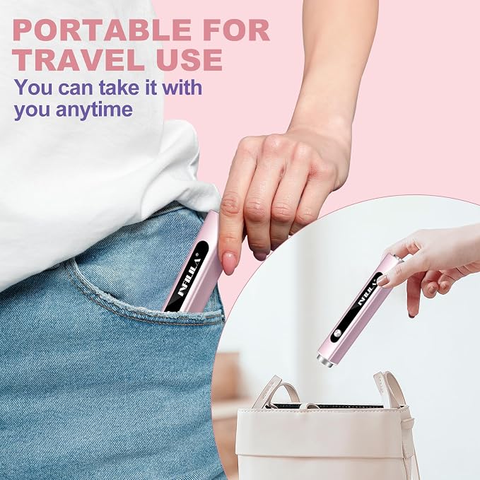 NXJ INFILILA Multi-Functional Handheld UV Light Lamp for Gel Nails with Cat Eye Magnet - Portable Flash Cure Nail Lamp for French Manicures, Detail Work, Type-C Cordless for Travel & Home Use (Pink)