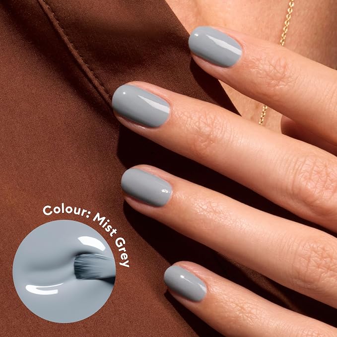 Manucurist Green Flash Mist Grey LED Gel Nail Polish | LED Gel Polish & Semi-Permanent Nail Varnish, UV Nail Lamp - 12-Free, Bio-Sourced, Vegan, Made in France, 0.5 fl oz