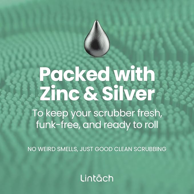 Silicone Shower Body Scrubber, Exfoliating Loofah Alternative - Mint | Exfoliating loofah alternative, zinc & silver-infused silicone, hygienic, gentle for sensitive skin, durable & long-lasting
