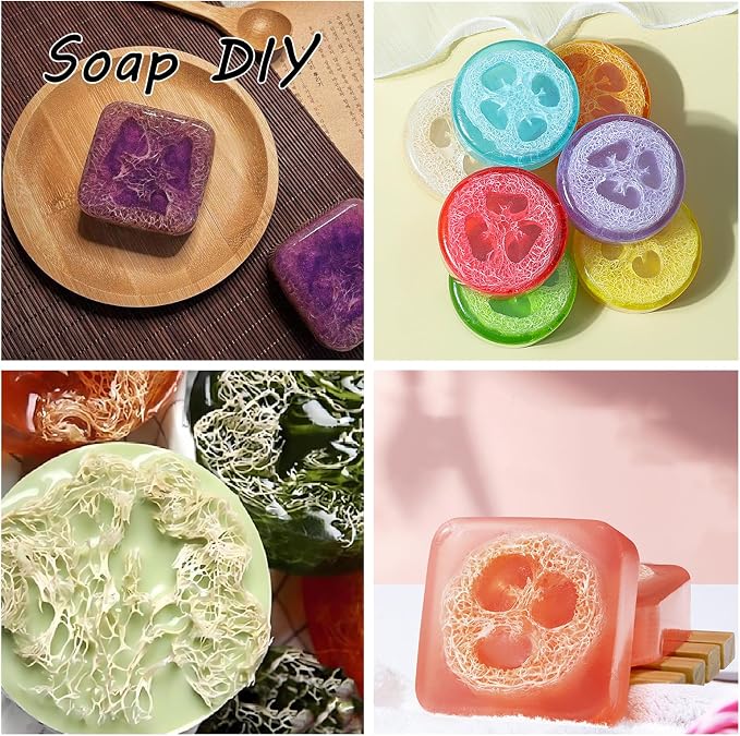 Natural Loofah Slices Cuts for Soap Making-20 Pack Organic Luffa Loofa Sponges for Soap Holder Handmade DIY Loofa Pet Toy Loofahs