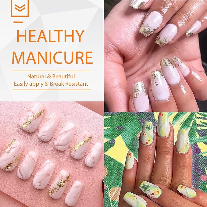 UNA GELLA Short Coffin Gel Nails Tips 12 Sizes 120Pcs Pre-etched Full Cover | Half Matte Soft Gel Nail Tips Acrylic Clear False Nails for Nail Extensions DIY Salon Long Lasting