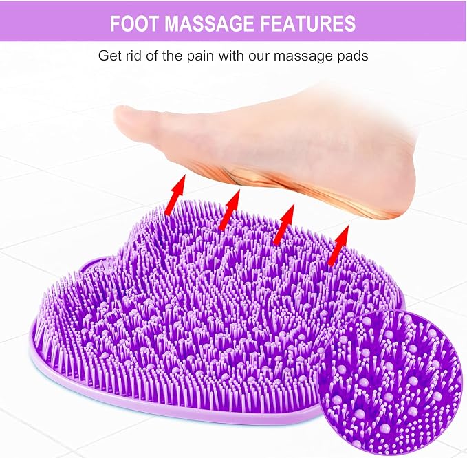 BESKAR XL Larger Shower Foot Scrubber Mat with Non-Slip Suction Cups | Cleans, Smooths, Exfoliates, Massages Your Feet Without Bending, Improve Foot Circulation, Soothes Tired Feet