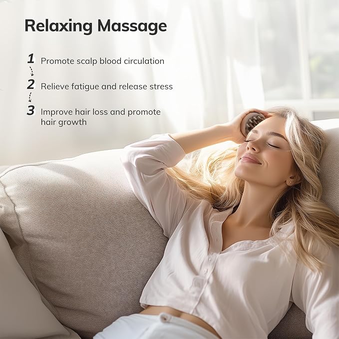 Sndyi Silicone Scalp Massager Shampoo Brush, Hair Scrubber with Soft Silicone Bristles, Scalp Scrubber/Exfoliator for Dandruff Removal, Wet Dry Scalp Brush for Hair Growth & Scalp Care, Khaki