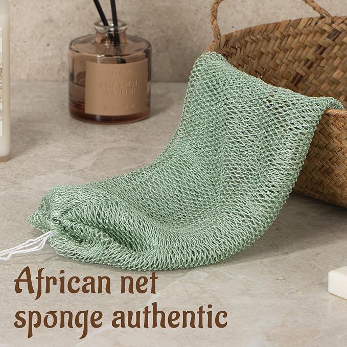 Yiclick African Net Sponge Authentic with Knots - Exfoliating Washcloth Towel, Back Scrubber for Shower Bath, Exfoliating Body Scrubber Exfoliator, African Rags Wash Cloth Loofah Lufa Sponge