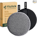 Yiclick Exfoliating Body Scrubber (2 Pack), Body Exfoliator Scrubber, Exfoliating Sponge for Shower Bath, Shower Loofah Luffa Lufa with Handle, Dead Skin Exfoliator for Body Scrub, Men Women