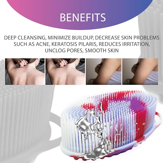 Avilana Silver-Infused Dark Gray and Marble Silicone Body Scrubber Bundle - Sleek Elegance Dual-Tone Set