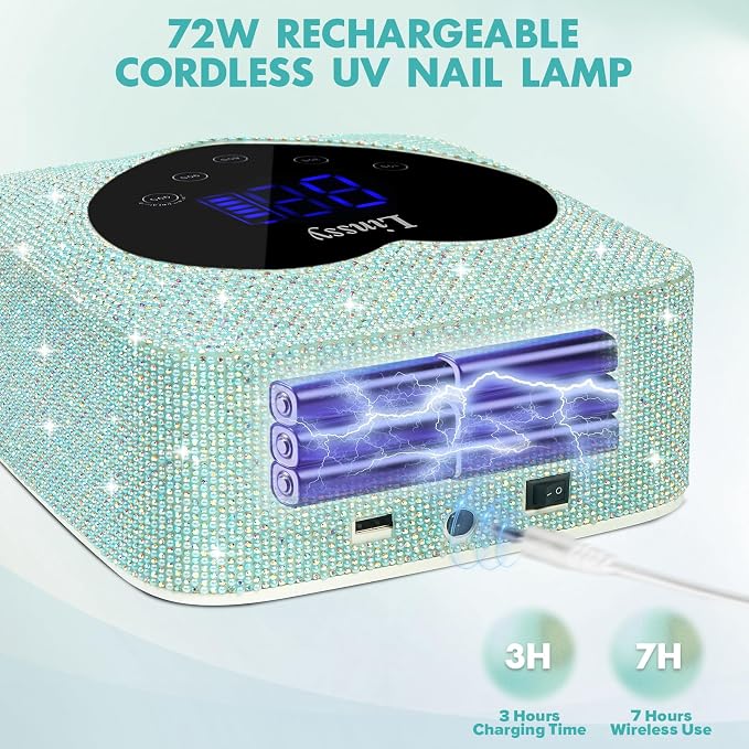 72W Cordless UV LED Nail Lamp for Gel Nails,Nail Dryer with 5 Timers | Large Heart Shape Smart LCD Screen with Touch Control UV Light for Gel Polish, Professional LED Nail Lamp at Salo,Home