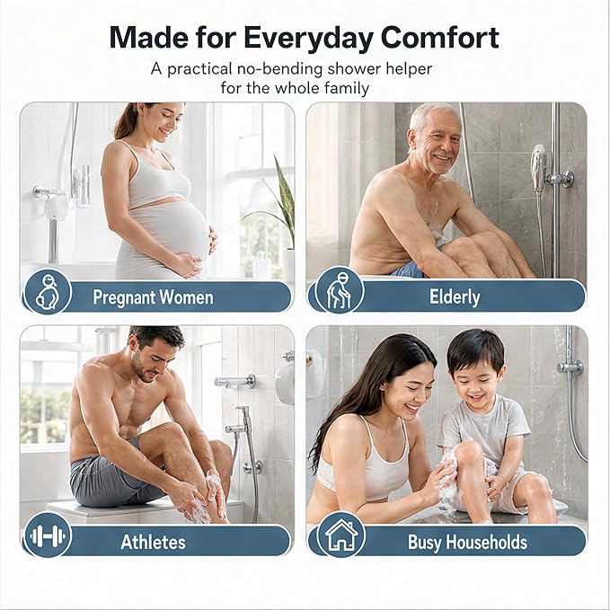 Silicone Shower Foot Scrubber Mat, Dual-Sided, 11.8 x 11 in, 1 Pack | Foot Scrubber in Shower for Deep Cleaning & Exfoliation. Wall-Mounted or floor use with suction cups for feet and back.