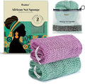 CORATED African Net Sponge with Knots Authentic, Shower Loofah Bath Sponge | Exfoliating Body Scrubber for Women Daily Use Body Care, Travel Portable Bath Accessories for Bathroom