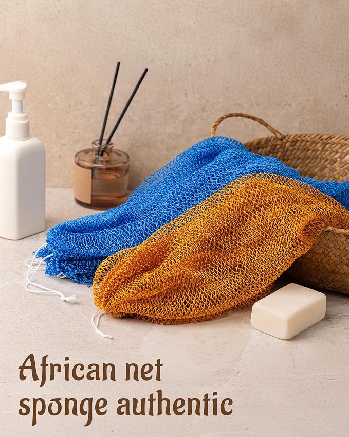 Yiclick African Net Sponge Authentic with Knots 2 Pack - Exfoliating Washcloth Towel, Back Scrubber for Shower Bath, Exfoliating Body Scrubber Exfoliator, African Rags Wash Cloth Loofah Lufa Sponge