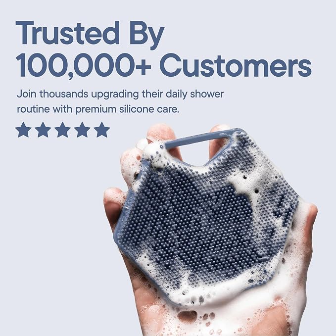 TOOLETRIES Silicone Body Scrubber 2.0, Loofah Alternative - Glacier | Gentle exfoliating shower scrubber that's quick drying, hygienic and longer lasting than traditional loofahs.