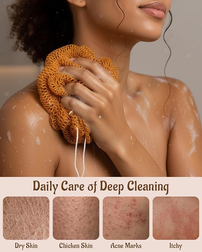 Yiclick African Net Sponge Authentic with Knots 2 Pack - Exfoliating Washcloth Towel, Back Scrubber for Shower Bath, Exfoliating Body Scrubber Exfoliator, African Rags Wash Cloth Loofah Lufa Sponge
