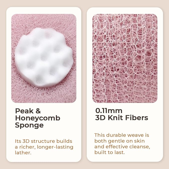 5 Packs Bath Sponge Shower Loofah, 2 in 1 Net Sponges with Suction Cup Hook | Rich Lather Net Sponges with Finger Rings, Soft & Skin-Friendly, Gentle Exfoliation, Deep Cleansing, Bath Ball for Women Men