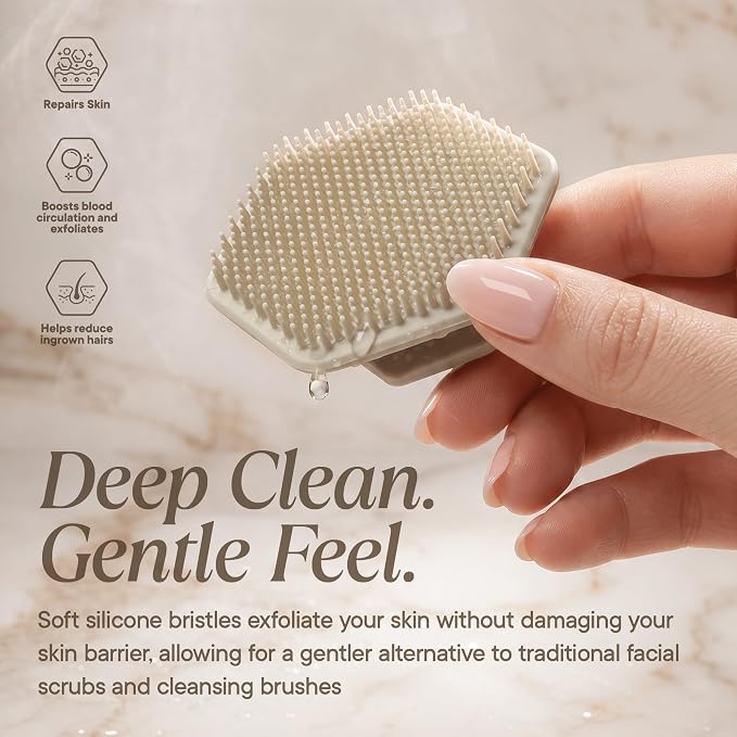 TOOLETRIES Silicone Face Scrubber, Facial Cleansing Brush - Sand | Gentle facial exfoliator for deep pore cleansing, dead skin removal and a soft, refreshing massage.