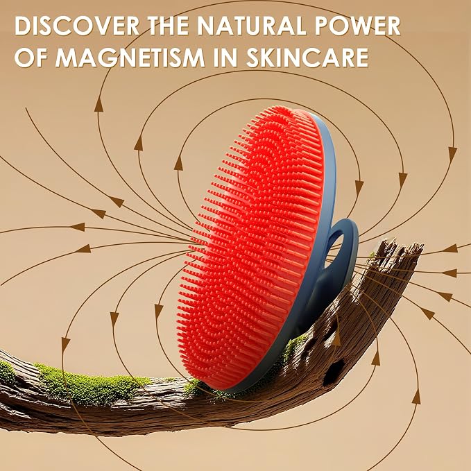 INNERNEED Magnetic Silicone Body Scrubber, Hygienic Shower Brush, Red | Gentle Exfoliating & Deep Cleansing Body Brush for Daily Shower, Skin Vitality