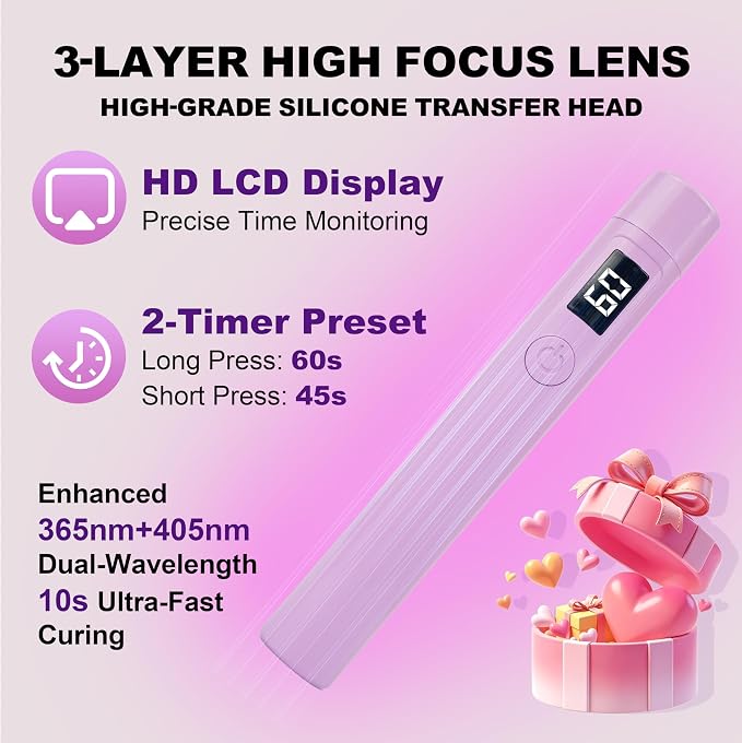 Mini UV Light for Nails,Portable LED Flash Cure Lamp for Gel X Polish, Small Handheld Magnetic Uv Pen for Single Finger, Nail Curing Lamp with Stand for Starter Salon DIY/Home Manicure/Travel
