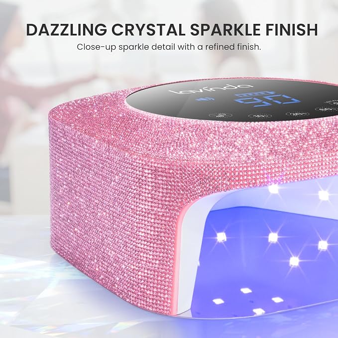 UV Nail Lamp 54W, Cordless Gel UV Led Nail Lamp for Gel Nail Polish, Rechargeable UV Nail Light Nail Dryer with 4 Timer and LCD Display, Professional Fast Curing Lamp Nail Art Tools with Rhinestone