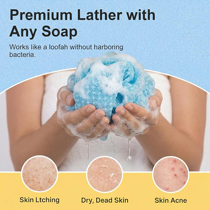 2 Pack Exfoliating Washcloth Towels - Exfoliating Body Scrubber Exfoliator, Back Scrubber for Use in Shower Bath, Japanese & Korean Scrub Wash Cloths, Loofah Lufa Sponge Washer for Women Men