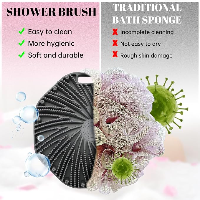2Pcs Silicone Body Scrubber,Food-Grade Scrubbies for Body Gentle Exfoliation Anti Slip Grip,Silicone Loofah Silicones Shower Scrubber Silicones Body Brush,Shower Brush Suitable for All Skin Types