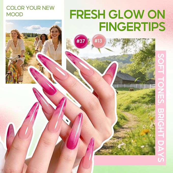 PEACECOLOR 40PCs Gel Nail Polish Set 35 Neon Colors Red Green Pink Yellow Gel Polish with 5Pcs Glossy/Matte/Glitter Top Base Coat Long Lasting Nail Gel Kit Gifts for Women DIY Home Salon