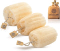 ALMOONI Natural Loofah Body Scrubber, Egyptian Loofah Sponge, 3 Count | Natural Egyptian Loofah Sponge, Round Shape Shower Sponge for Face & Body, Men & Women, Gentle Exfoliation, Large Size