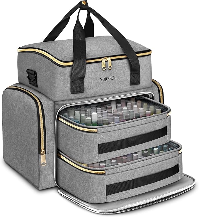 YOREPEK XL Nail Polish Organizer Case for 96 to 100+ Bottles, Urban Mist | Nail Polish Holder with Support Board for Easy Access, Gel Nail Kit Bag For Manicure Tools, Nail Stuff, Travel, kit de uñas