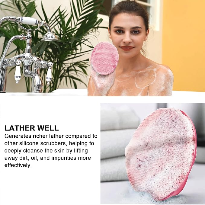 INNERNEED Silicone Body Cleansing Brush Exfoliating Scrubber, Pink | Gentle Massage, Deep Clean, Hygienic Shower Scrub Brush Soft Bristles for All Skin Types, Easy to Hold