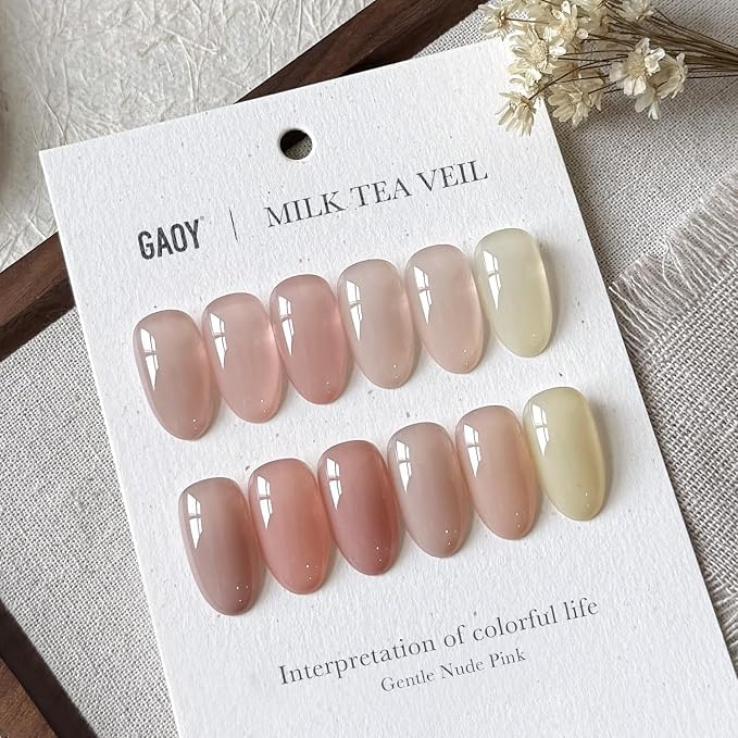 GAOY Jelly Gel Polish Set, Silky Cream Pink Nude Shades, Sheer Long Lasting Gel for for Everyday & Wedding Manicure
