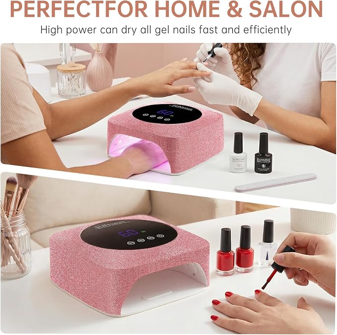 96W UV LED Nail Lamp Cordless Nail Dryer for Gel Polish | Rechargeable UV Light for Gel Nails Quick Dry Curing with Large LCD Display, with 3 Timer Setting Auto Sensor for Salon&Home