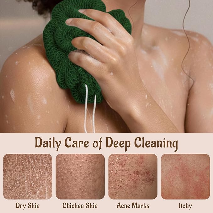 Yiclick African Net Sponge Authentic with Knots - Exfoliating Washcloth Towel, Back Scrubber for Shower Bath, Exfoliating Body Scrubber Exfoliator, African Rags Wash Cloth Loofah Lufa Sponge