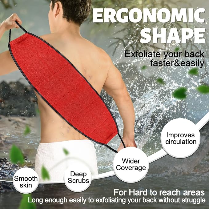 Evridwear Exfoliating Body Scrubber with Handles, Back Washer for Shower | Rayon Material, Removes Dead Skin, No Harsh Soaps Needed, Dry and Rough Skin, Self-Tanning Prep(Moderate Exfoliation)