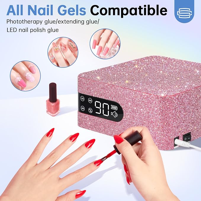 96W UV Nail Lamp, Plug-in Nail Dryer | UV Light for Nails with 4 Timer Setting, Touch Control & Auto Sensor, Fast Curing Lamp for Gel Polish Manicure Salon & Home