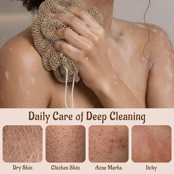 Yiclick African Net Sponge Authentic with Knots - Exfoliating Washcloth Towel, Back Scrubber for Shower Bath, Exfoliating Body Scrubber Exfoliator, African Rags Wash Cloth Loofah Lufa Sponge