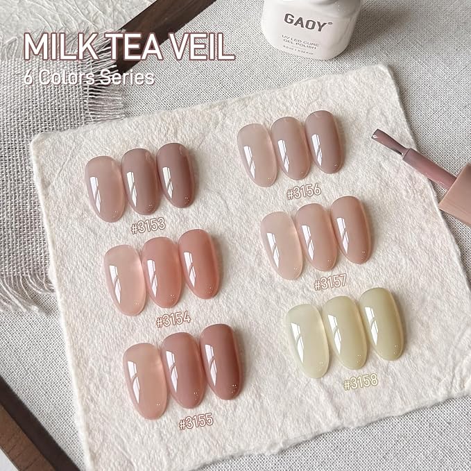 GAOY Jelly Gel Polish Set, Silky Cream Pink Nude Shades, Sheer Long Lasting Gel for for Everyday & Wedding Manicure
